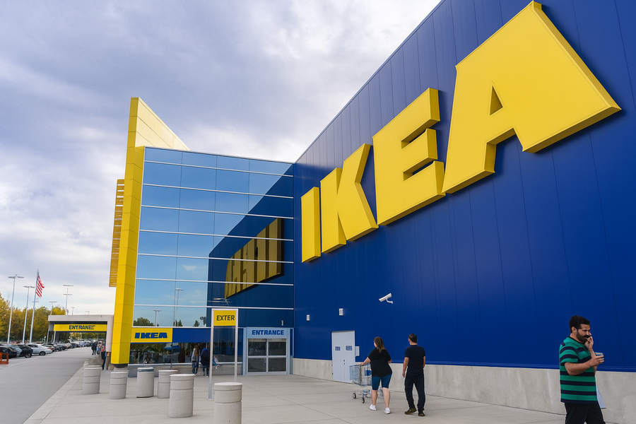 Estrategias omnicanal ejemplos - Fachada de tienda IKEA con clientes entrando.